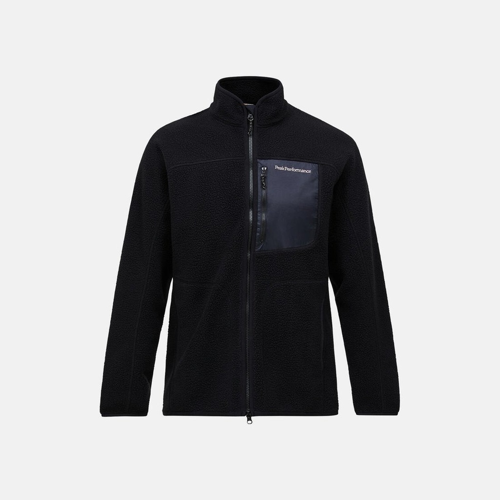 [G80852030_M] M NatureRush Pile Zip Jacket (BLACK/BLACK, M)