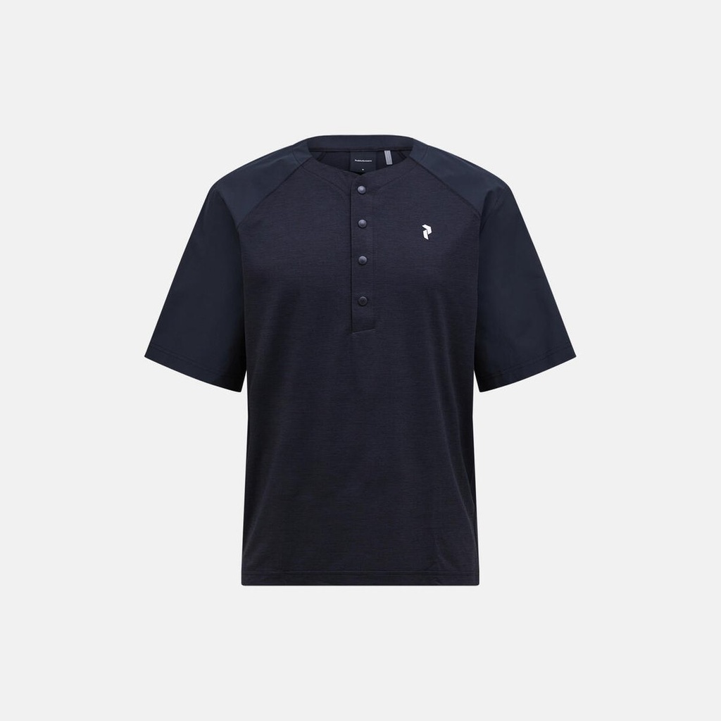 [G80709010_S] M Trail Snap Henley SS (S-26) (BLACK/BLACK, S)